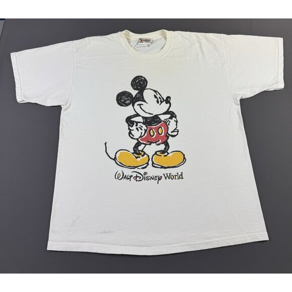 Walt Disney Other - Rare Vintage 90s Mickey Mouse Walt Disney World White Shirt Art Cartoon Movie XL